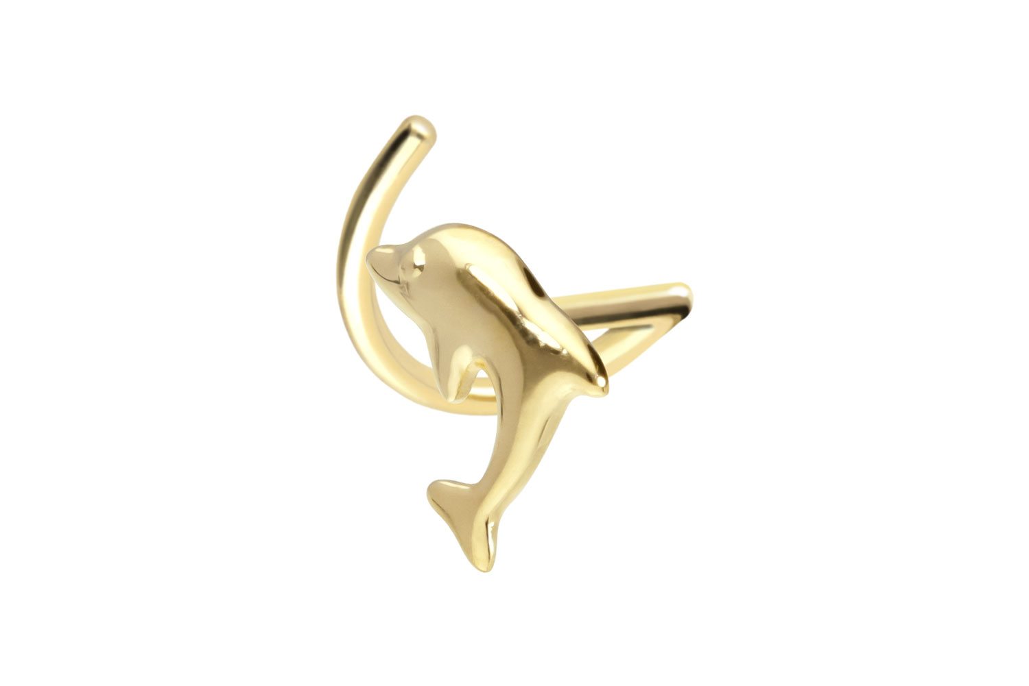 14/18 Karat Gold Nasenstecker Nasenpiercing Spirale DELFIN